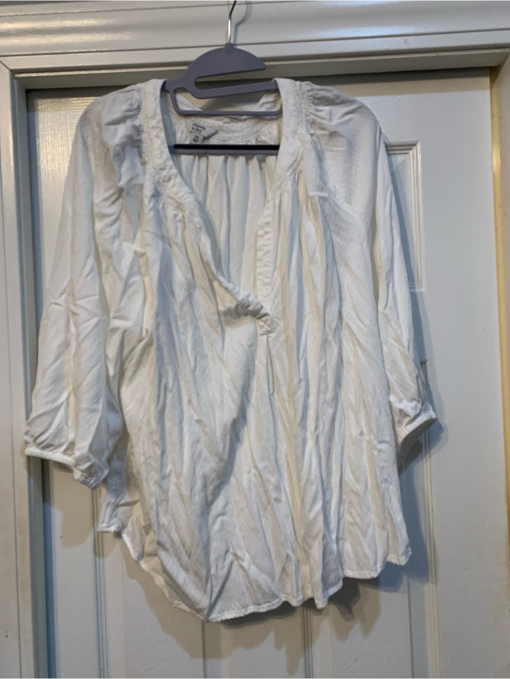 crown & ivy womens plus size White Boho Peasant Blouse